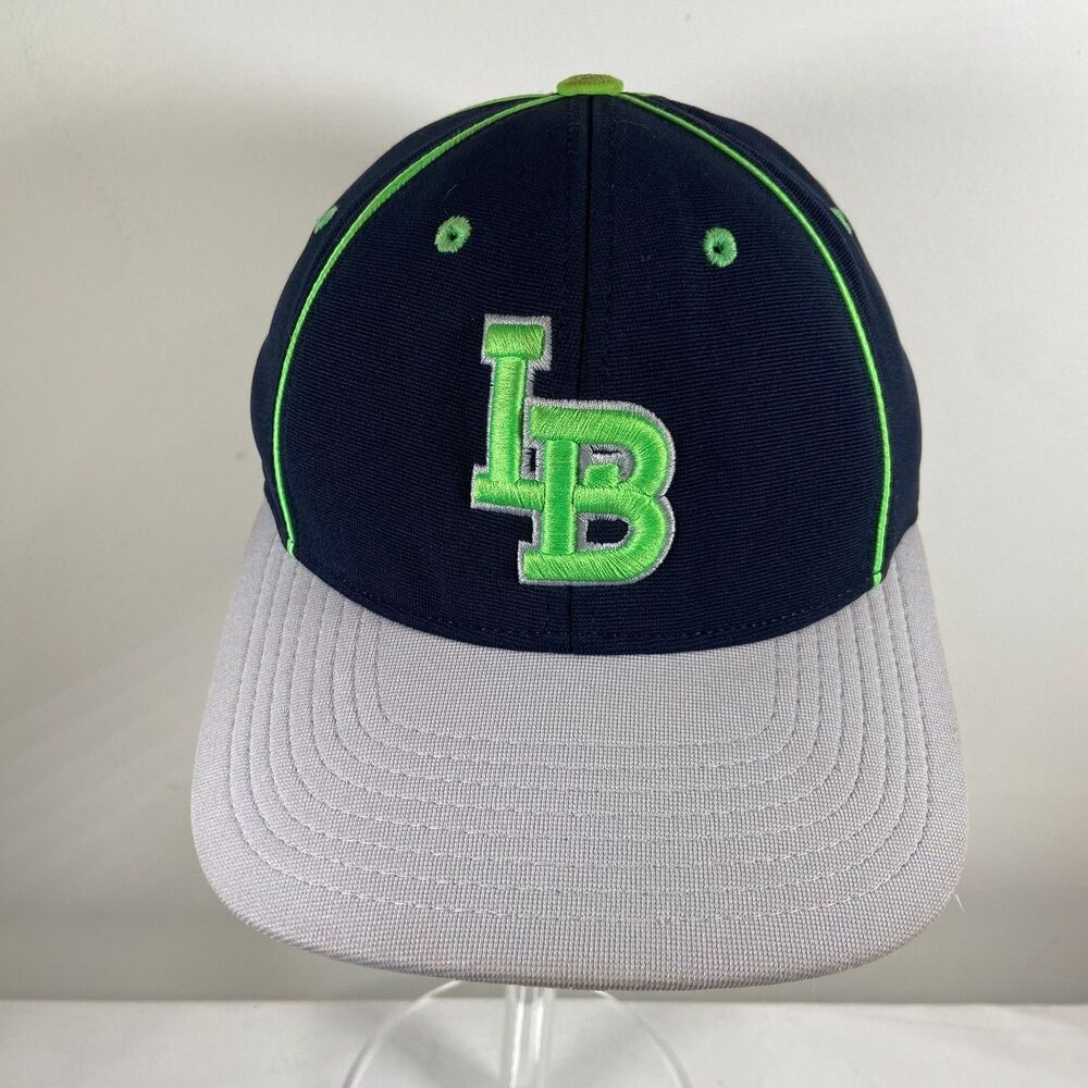 Pacific Headwear Youth Hat Navy Lime Green LB #14 M2 Performance Flexfit Cap